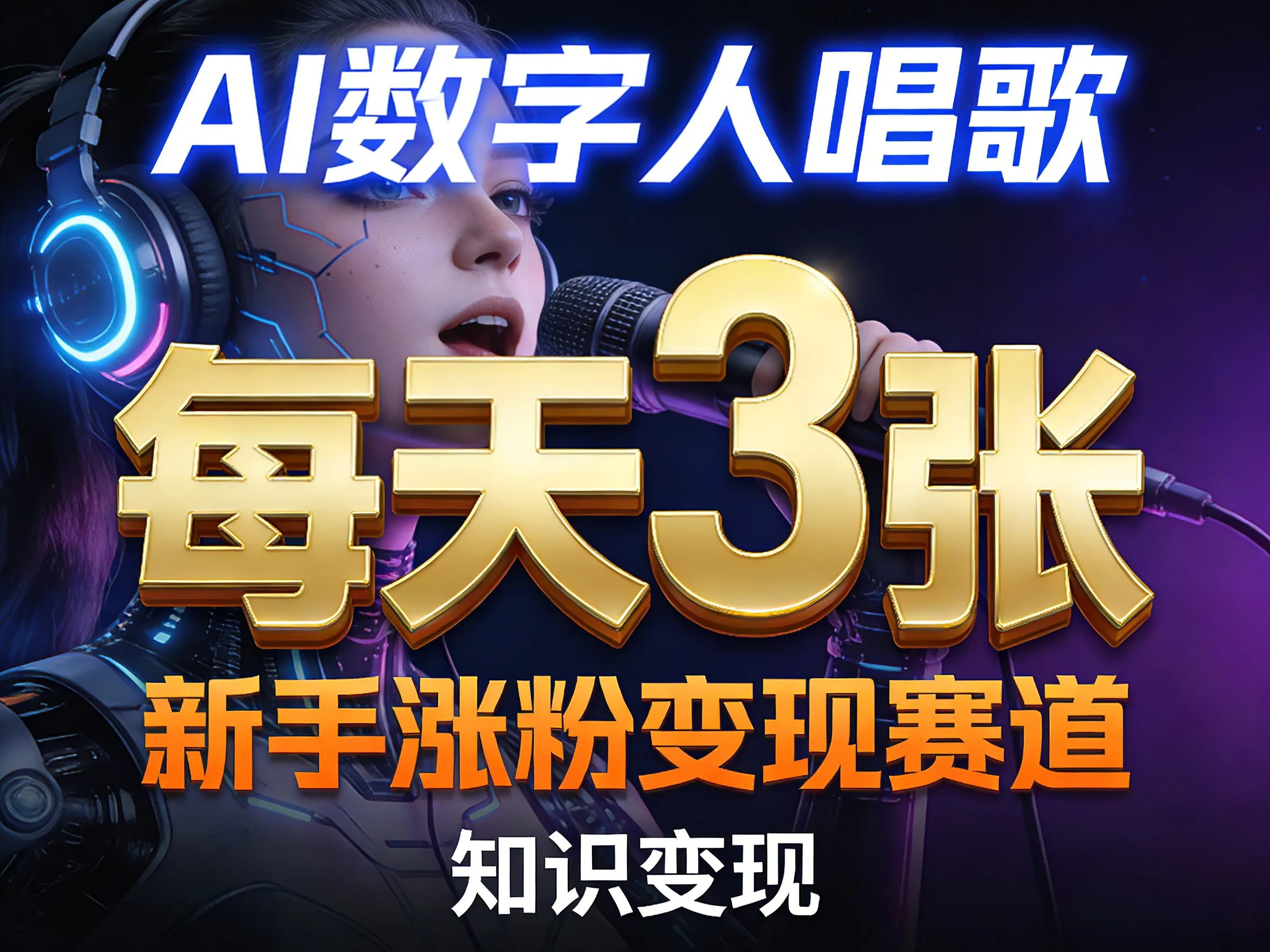 AI数字人唱歌，新手涨粉变现赛道，每天3张和知识付费，副业必备-梦帆创业网