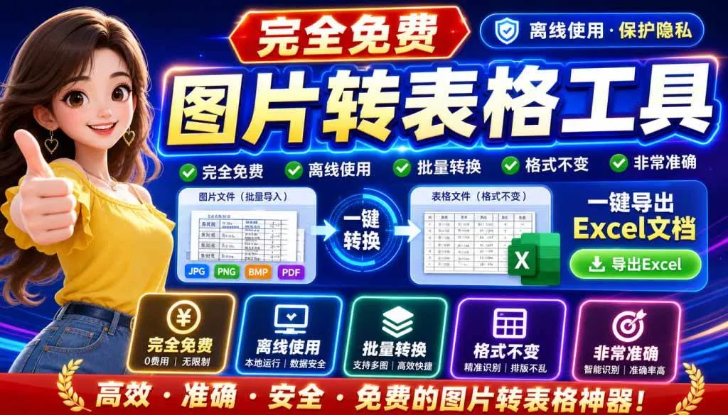 （19972期）图片表格识别提取工具，支持一键从图片中智能提取表格并导出Excel文件，可离线免网运行，FastTableOCR-梦帆创业网