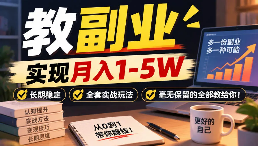 “教副业”实现月入1-5W，长期稳定，全套实战玩法毫无保留的全部教给你！【揭秘】-梦帆创业网