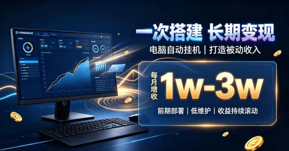一份投入长期收益，电脑自动挂G类目，搭建被动收入每月增收1w-3w【揭秘】-梦帆创业网
