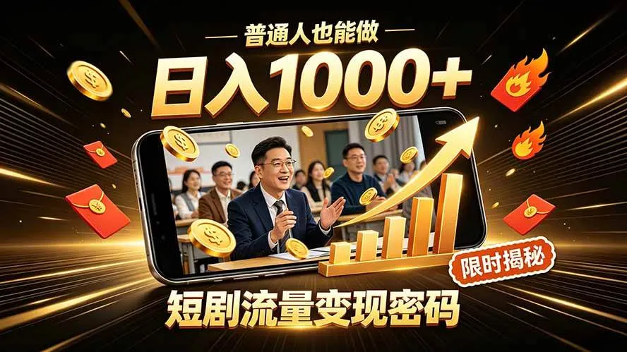 （19631期）一部手机做短剧分发，不用真人出镜、不用拍摄剧本，快手流量变现日赚千元-梦帆创业网