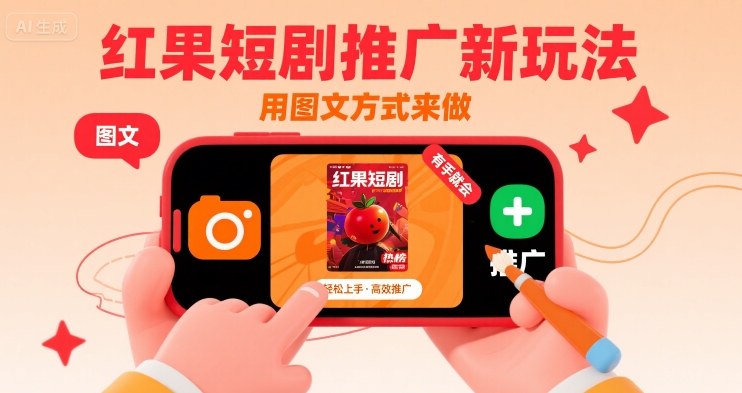 红果短剧推广新玩法，用图文方式来做，有手就会-梦帆创业网