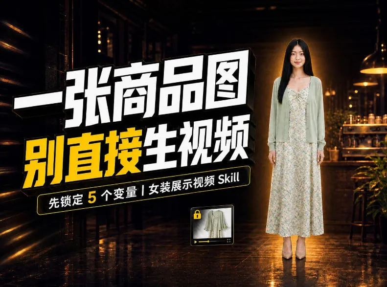 女装AI视频总翻车？问题不在提示词，女装展示视频Skill先锁定5个变量！-梦帆创业网