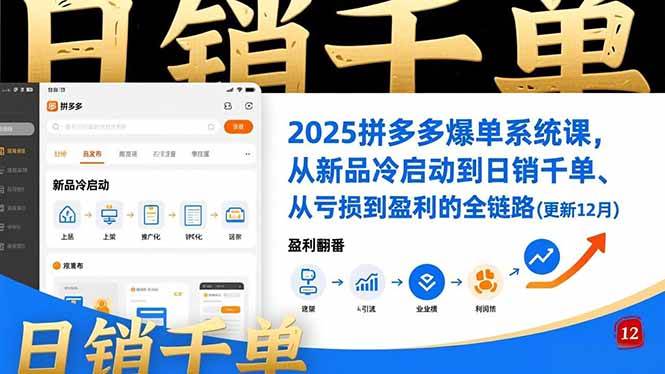 （16894期）2025拼多多爆单系统课，从新品冷启动到日销千单、从亏损到盈利的全链路（更新12月）-梦帆创业网