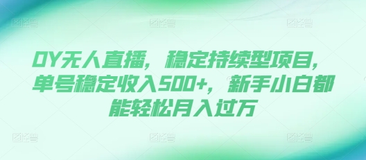 DY无人直播，稳定持续型项目，单号稳定收入500+，新手小白都能轻松月入过万【揭秘】-梦帆创业网
