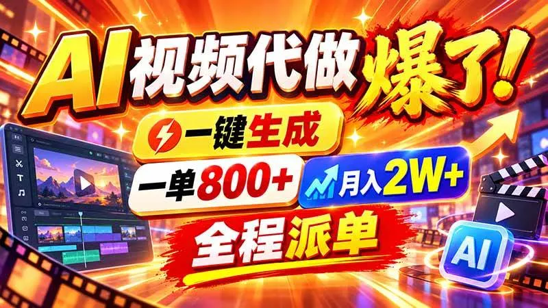 （21114期）2026年底新赛道，AI视频代做一单800+，小白可做，告别打工-梦帆创业网