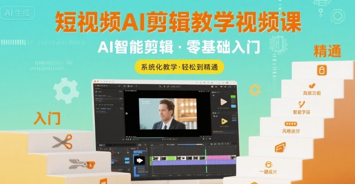 短视频AI剪辑教学视频课，入门到精通-梦帆创业网
