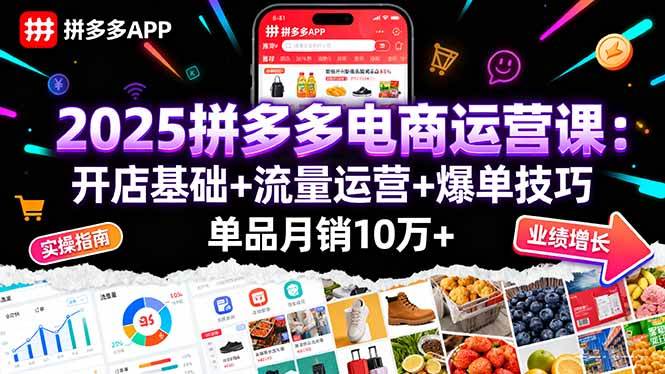 （16018期）2025拼多多电商运营课：开店基础+流量运营+爆单技巧，单品月销10万+-梦帆创业网