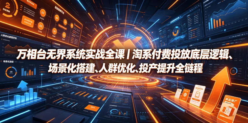 万相台无界系统实战全课｜淘系付费投放底层逻辑、场景化搭建、人群优化、投产提升全链路运营教程-梦帆创业网