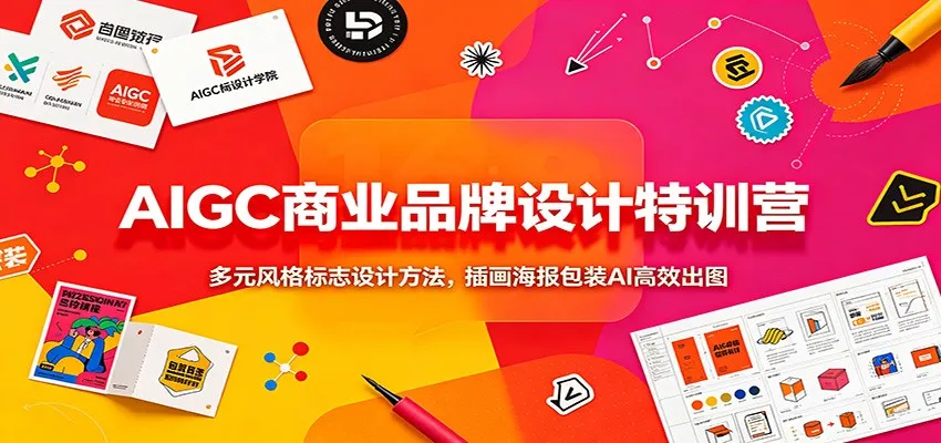 AIGC商业品牌设计特训营：多元风格标志设计方法，插画海报包装AI高效出图-梦帆创业网