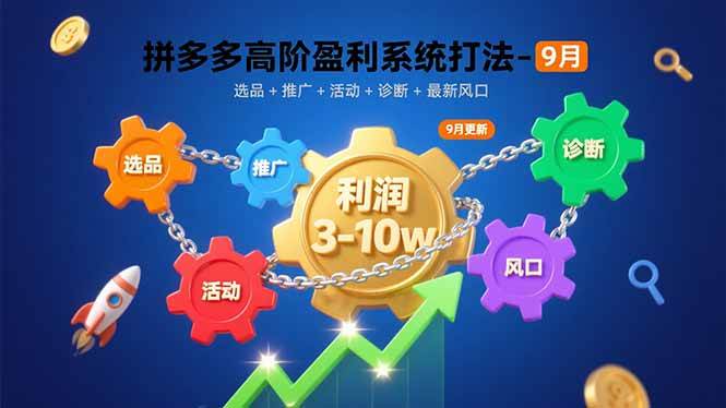 （15916期）拼多多高阶盈利系统打法-9月：选品+推广+活动+诊断+最新风口，月利润3-10w-梦帆创业网