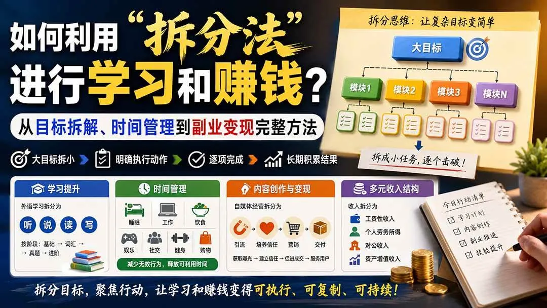 （20022期）付费文章：如何利用“拆分法”进行学习和賺钱？从目标拆解、时间管理到副业变现完整方法-梦帆创业网