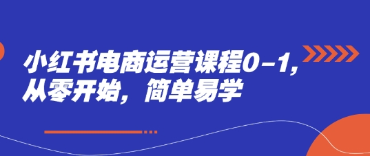小红书电商运营课程0-1，从零开始，简单易学-梦帆创业网