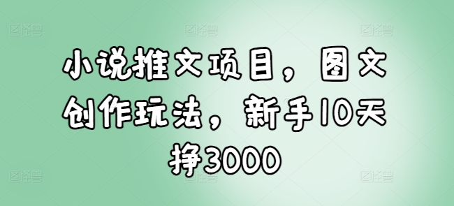 小说推文项目，图文创作玩法，新手10天挣3000-梦帆创业网