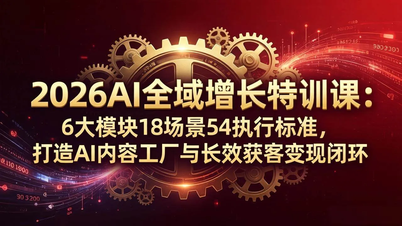 （18103期）2026AI全域增长特训课：6大模块18场景54执行标准，打造AI内容工厂与长效获客变现闭环-梦帆创业网