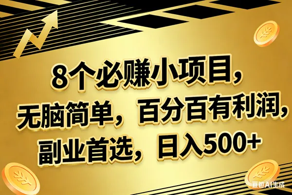 （17793期）10个必赚的小项目，百分百有利润，无脑简单，副业首选，日入300+-梦帆创业网