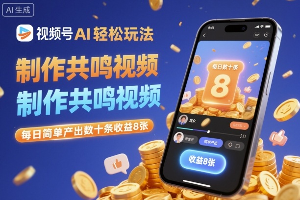 视频号AI轻松玩法，制作共鸣视频，每日简单产出数十条收益8张-梦帆创业网