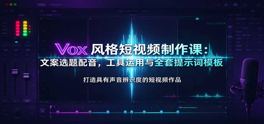 Vox风格短视频制作课：文案选题配音，工具运用与全套提示词模板-梦帆创业网