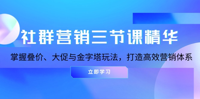 （13431期）社群营销三节课精华：掌握叠价、大促与金字塔玩法，打造高效营销体系-梦帆创业网