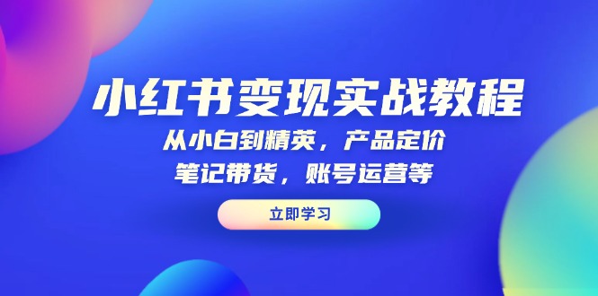 （13923期）小红书变现实战教程：从小白到精英，产品定价，笔记带货，账号运营等-梦帆创业网