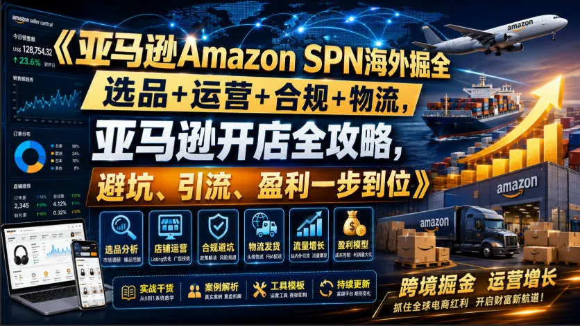 亚马逊Amazon SPN海外掘全，选品+运营+合规+物流，亚马逊开店全攻略，避坑、引流、盈利一步到位-梦帆创业网