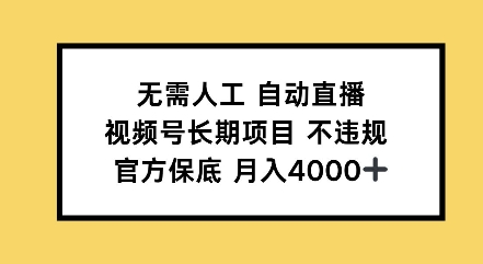 无需人工自动直播，视频号长期项目不违规，官方保底月入4000左右-梦帆创业网