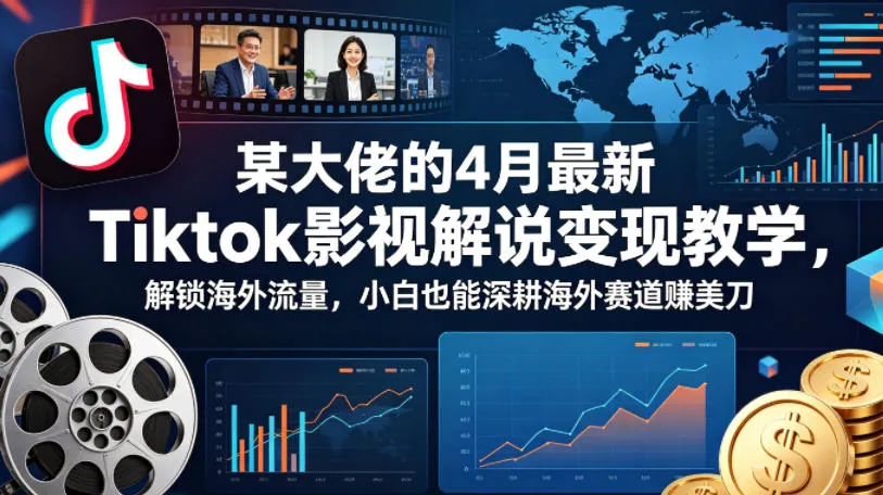 某大佬的4月最新Tiktok影视解说变现教学，解锁海外流量，小白也能深耕海外赛道賺美刀（更新）-梦帆创业网