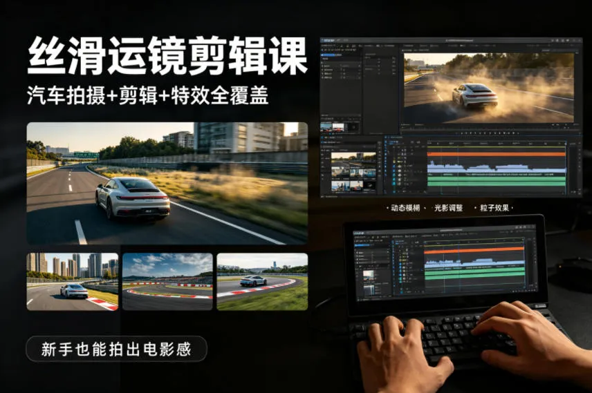 大叔丝滑运镜剪辑课，汽车拍摄+剪辑+特效全覆盖，新手也能拍出电影感-梦帆创业网