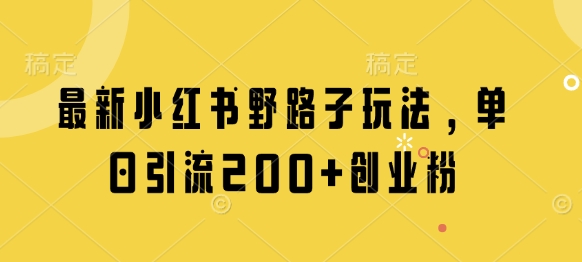 最新小红书野路子玩法，单日引流200+创业粉-梦帆创业网