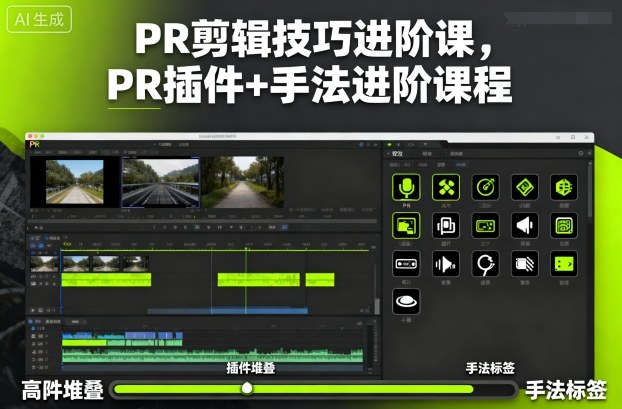 PR剪辑技巧进阶课，PR插件+手法进阶课程-梦帆创业网