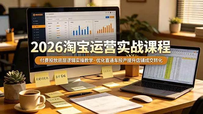 （19075期）2026 淘宝运营实战课程，付费投放底层逻辑实操教学，优化直通车投产提升店铺成交转化-梦帆创业网