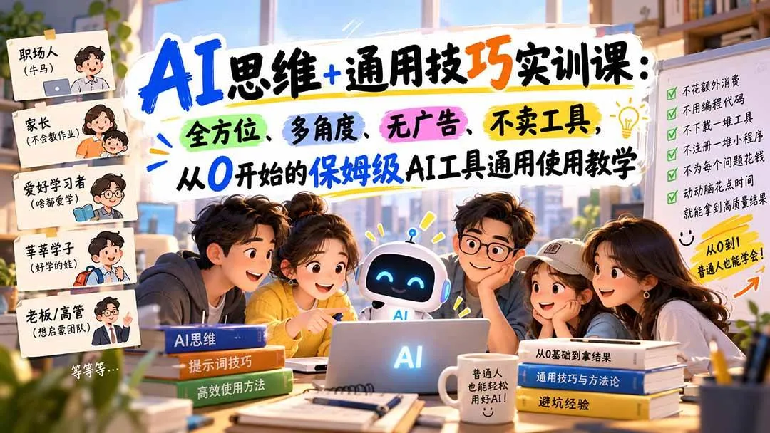 (20680期)AI思维+通用技巧实训课:全方位、多角度、无广告、不卖工具,从0开始的保姆级AI工具通用使用教学 (20680期)AI思维+通用技巧实训课:全方位、多角度、无广告、不卖工具,从0开始的保姆级AI工具通用使用教学