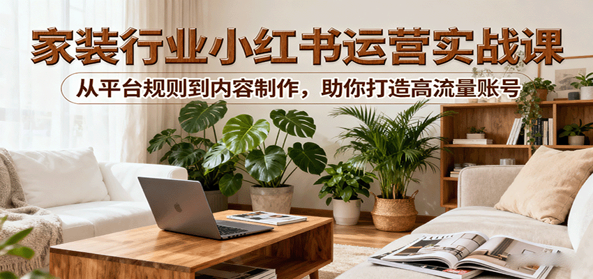 小红书家装行业运营实战课：从平台规则到内容制作，助你打造高流量账号-梦帆创业网