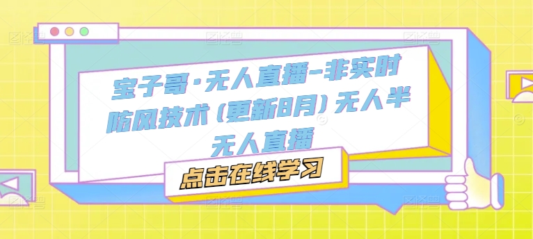 宝子哥·无人直播-非实时防风技术(更新9月)无人半无人直播-梦帆创业网