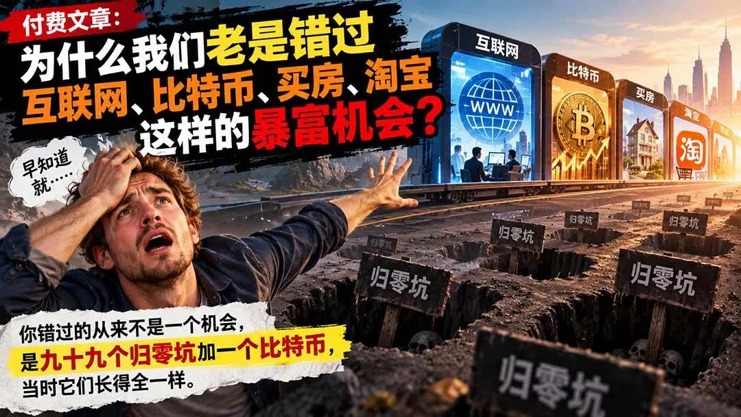 （20834期）付费文章：为什么我们老是错过互联网、比特币、买 房、淘宝这样的暴富机会？-梦帆创业网