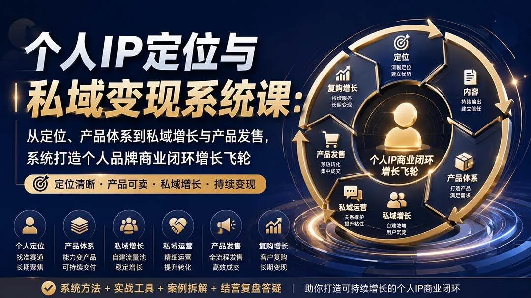 （20143期）个人IP定位与私域变现系统课：从定位、产品体系到私域增长与产品发售，系统打造个人品牌商业闭环增长飞轮-梦帆创业网