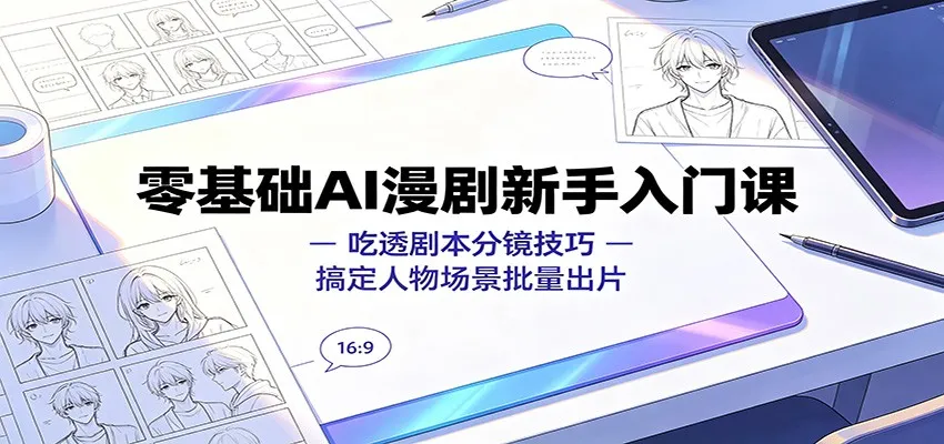 零基础AI漫剧新手入门课：吃透剧本分镜技巧，搞定人物场景批量出片-梦帆创业网