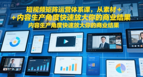 短视频矩阵运营体系课，从素材+内容生产角度快速放大你的商业结果-梦帆创业网