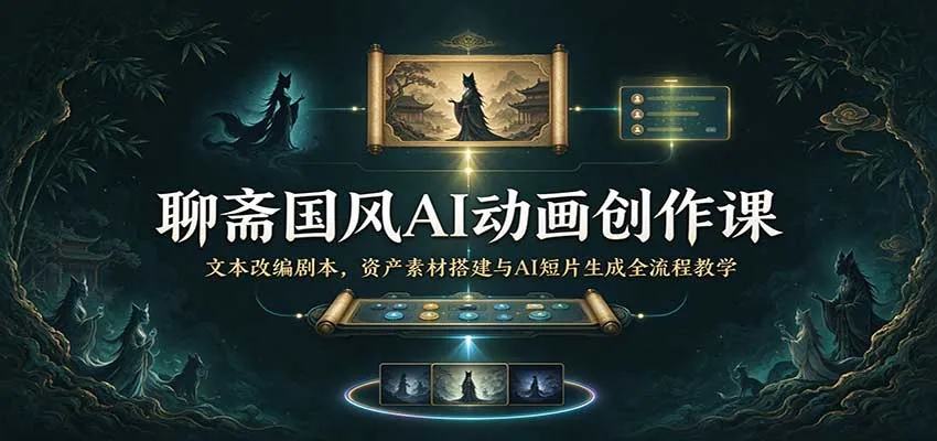 聊斋国风AI动画创作课：文本改编剧本，资产素材搭建与AI短片生成全流程教学-梦帆创业网