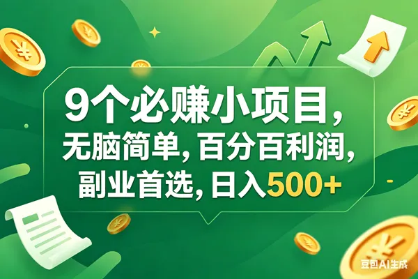 （17963期）9个必赚钱小项目，百分百有利润，无脑简单，副业首选，日入400+-梦帆创业网