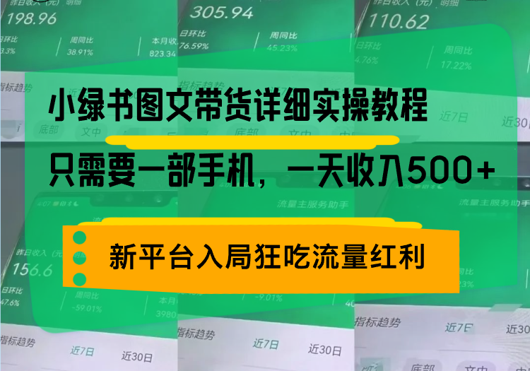 （13509期）小绿书图文带货详细实操教程，只需要一部手机，一天收入500+，轻松变现-梦帆创业网