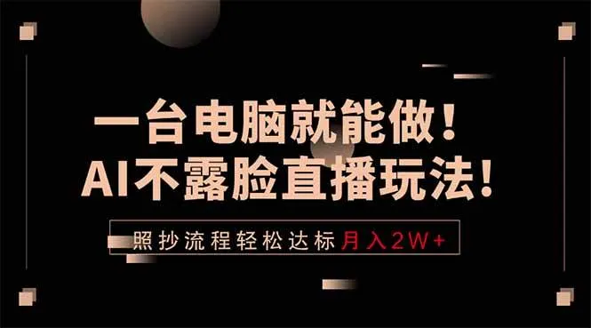 （18472期）一台电脑就能做！AI不露脸直播玩法，照抄流程轻松达标月入2W+-梦帆创业网