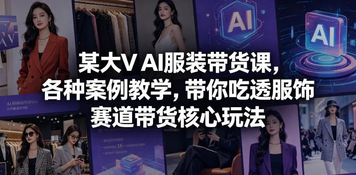 某大V AI服装带货课，各种案例教学，带你吃透服饰赛道带货核心玩法-梦帆创业网
