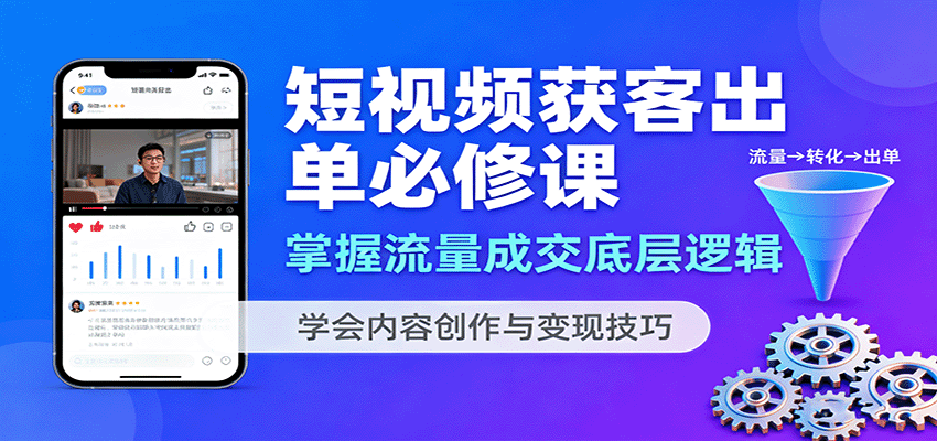 短视频获客出单必修课：掌握流量成交底层逻辑，学会内容创作与变现技巧-梦帆创业网