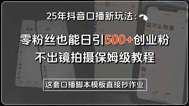 （15384期）25年抖音口播新玩法：零粉丝也能日引500+创业粉，不出镜拍摄保姆级教程…-梦帆创业网