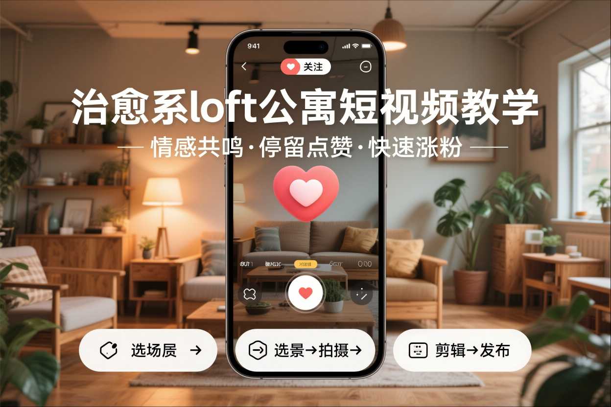 治愈系loft公寓短视频制作教学，情感共鸣引停留点赞关注，快速起号涨粉-梦帆创业网