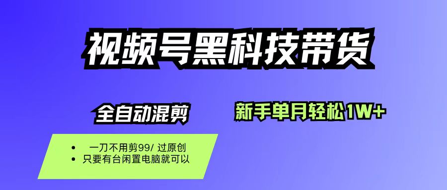 （16321期）视频号黑科技短视频带货，新手也能单月到手1W+，一刀不用剪，零投资-梦帆创业网