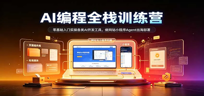 AI编程全栈训练营：：零基础入门实操各类AI开发工具，做网站小程序Agent出海部署-梦帆创业网