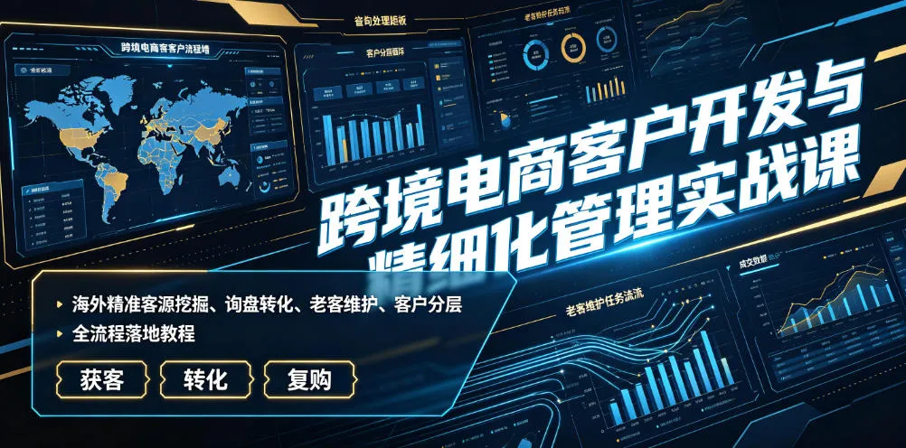 跨境电商客户开发与精细化管理实战课｜海外精准客源挖掘、询盘转化、老客维护、客户分层全流程落地教程-梦帆创业网