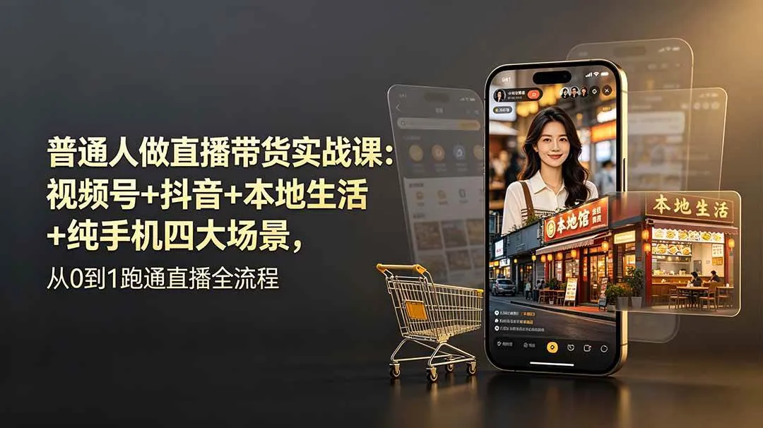 （19111期）普通人做直播带货实战课：视频号+抖音+本地生活+纯手机四大场景，从0到1跑通直播全流程-梦帆创业网
